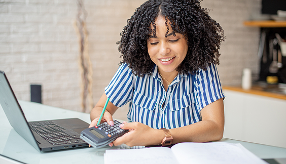 Person using calculator