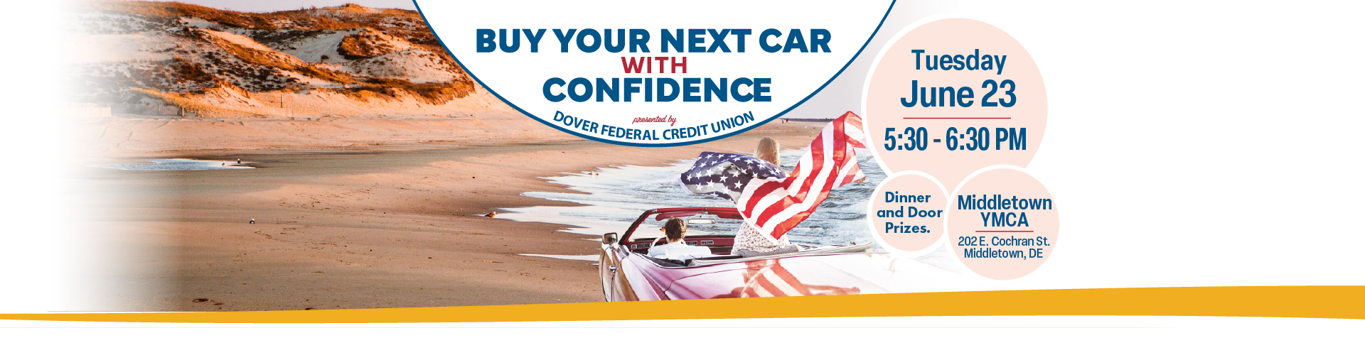 Car on beach with American flag